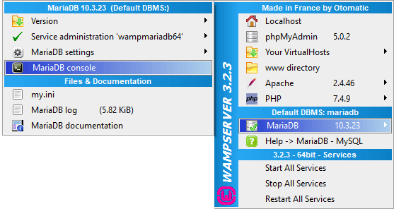 WAMP - Left-click button menu display