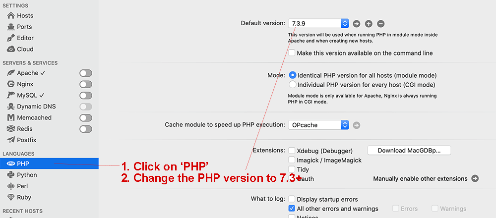 MAMP 5.7 PHP 