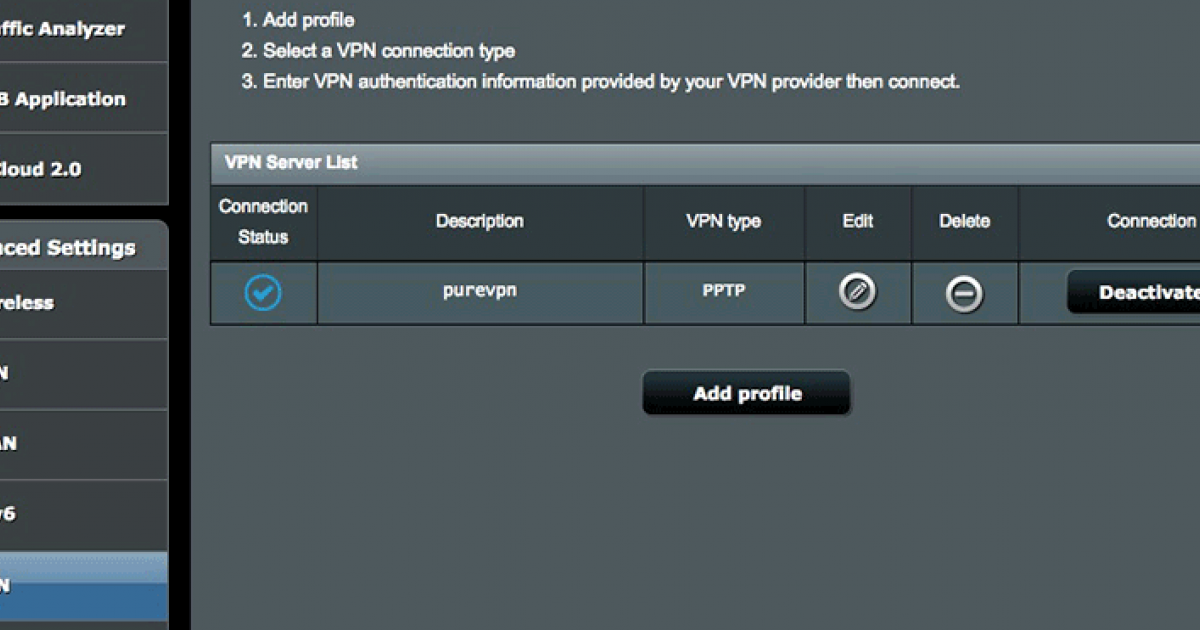 setting up private vpn access on the router